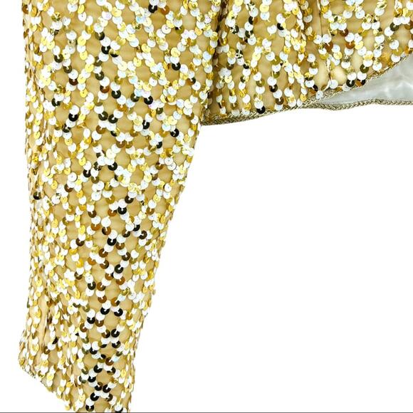 Steven Stoller US 14 American VINTAGE 80s Gold Sequin Bolero Crop Jacket - Picture 6 of 10